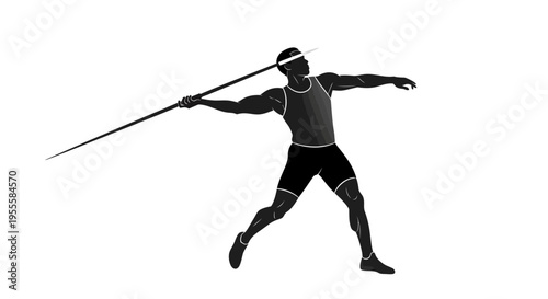Athlete throwing javelin in motion silhouette