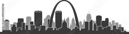 St. Louis skyline, featuring the iconic Gateway Arch. 