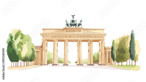 Brandenburg Gate. Brandenburg Gate watercolor vector illustration