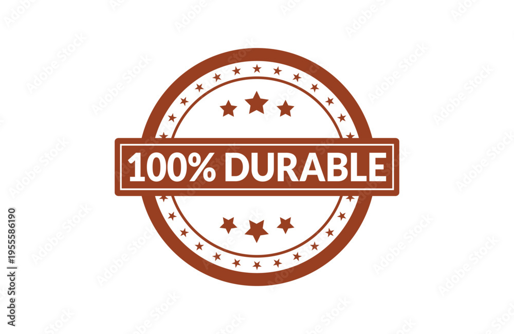 Obraz premium A circular brown stamp icon with stars featuring the text 100 percent durable on a white background Vector, illustration Stamp Icon.