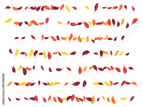 Seasonal colorful dry leaves vector design. Red yellow maroon shades dry autumn leaves bright forest theme backdrop. Creative tree foliage organic illustration.