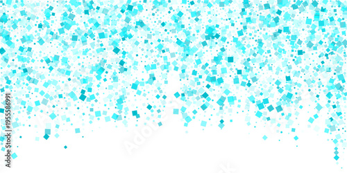 Minimal Christmas sparkling turquoise fragments texture vector backdrop Popping cubes. Airy cyan elements flying vector background.
