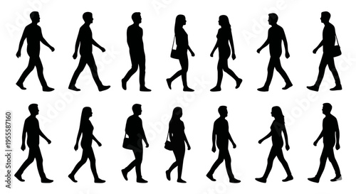 歩いている人々のシルエット