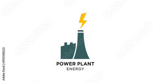 Graphic illustration of a power plant generating electricity with a lightning bolt symbol