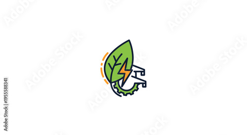 Illustration depicting green energy and sustainable resources with environment friendly elements