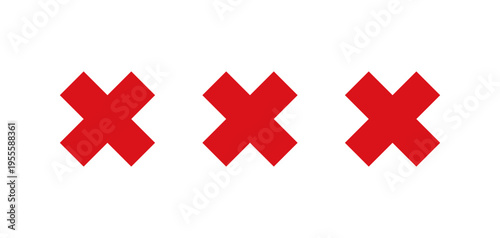 Three 3 red Saint Andrew's Crosses XXX emblem of Amsterdam city, Netherlands. Amsterdam city flag element