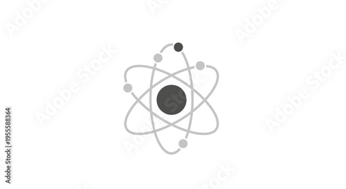Minimalist Atom Illustration Depicting Science, Physics, and the Structure of Matter
