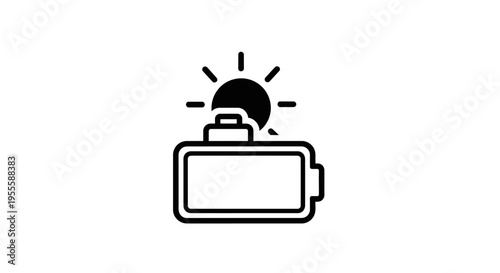 Minimalist Battery Charging Icon Depicting Solar Energy for Electronic Devices