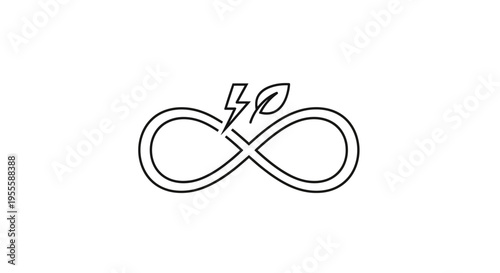 Minimalist graphic symbolizing renewable energy, infinite power and ecological harmony