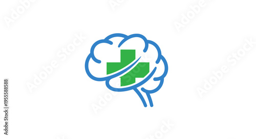 Medical brain health logo featuring a cross symbol, symbolizing care and well-being