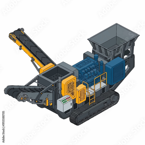 Heavy duty mobile crushing plant for mining and construction.