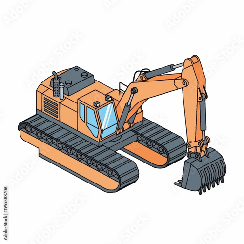 Heavy-duty amphibious excavator with powerful digging arm and robust tracks.