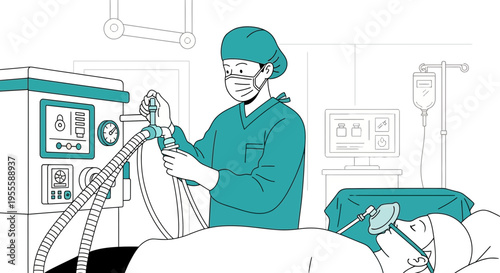 Anesthesiologist Administering Anesthesia to a Patient During Surgery in Operating Room