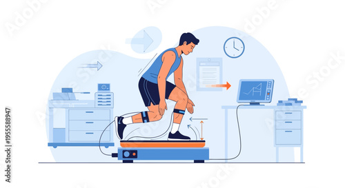 Athlete performing biomechanical analysis on sports performance testing equipment