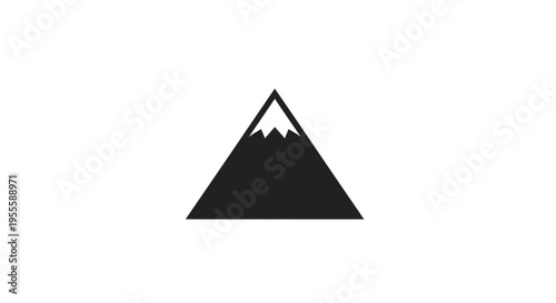 Minimalist mountain icon design featuring a snow-capped peak in simple black and white