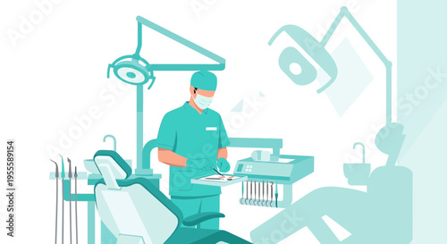 Dentist Performing Dental Examination on Patient in Modern Clinic