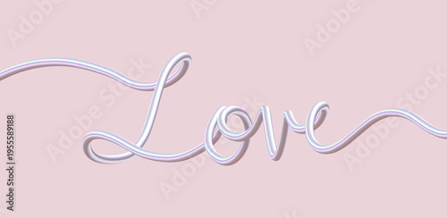 Love Script Line Art with Pink Background. Minimalist Romantic Typography Clipart. Feminine Aesthetic Design for Valentine, Wedding, and Branding.