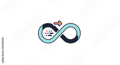 Infinity loop icon, abstract process with arrow symbol, isolated on white background