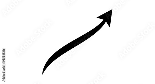 Minimalist Black Arrow Pointing Upward on White Background Indicating Growth and Progress