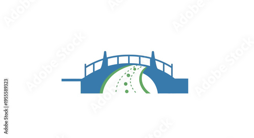 Minimalist Blue Bridge Design with Road Elements for Transportation or Travel