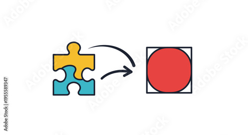 Conceptual illustration showing the transition from puzzle pieces to complete circle shape