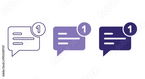Three colored speech bubble icons with unread message notifications on a white background.