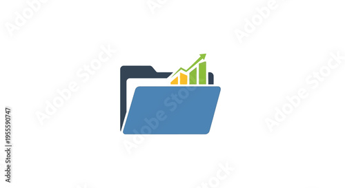 Business growth analysis represented in a file folder with a chart illustration