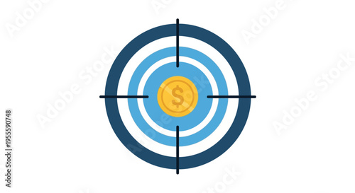 Business success concept depicted by a financial target image with coin and crosshairs