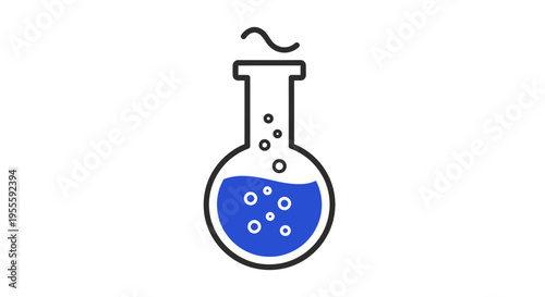 Illustration of a bubbling chemical flask with a scientific experiment design