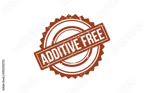 A vintage style brown rubber stamp graphic with the text additive free in a distressed font style Vector, illustration Stamp Icon.