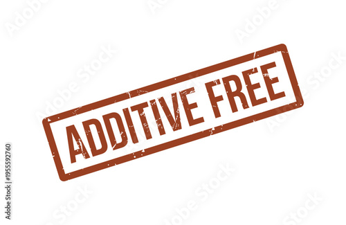 A rustic brown rectangular ink stamp featuring the words additive free in bold capital letters Vector, illustration Stamp Icon.