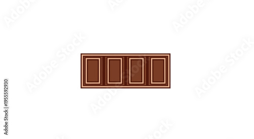 Minimalist graphic of a chocolate bar isolated on a white background, sweet treat