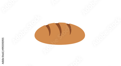 Minimalistic illustration of a loaf of bread, isolated on a clean white background