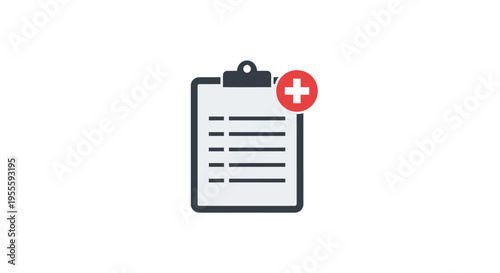 Medical Document Icon with Plus Symbol Illustrating Health, Care, and Addition