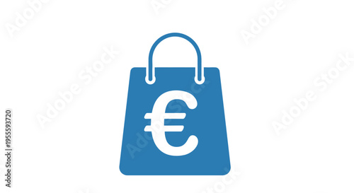 Shopping bag icon with euro currency symbol, representing transactions and purchases