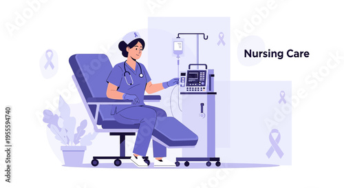 Nurse Administering IV Drip Treatment in a Modern Clinic Setting