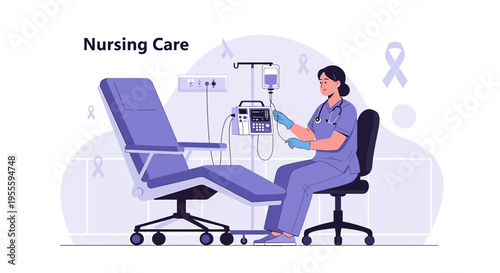 Nurse Administering IV Drip Treatment in Modern Clinic Room