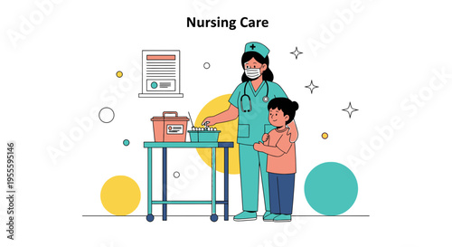 Nurse Caring for Child Patient, Medical Treatment, Healthcare Concept