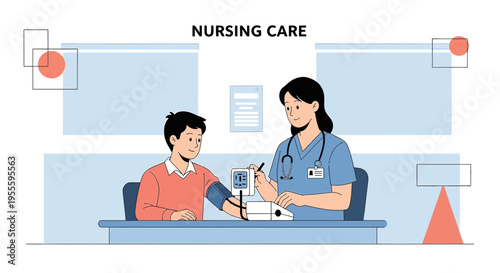 Nurse checking boy's blood pressure, healthcare, medical checkup, nursing care concept