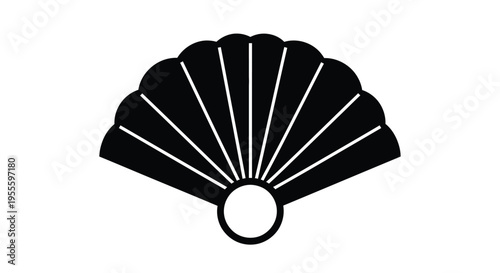 Silhouette of a scallop shell with radiating lines