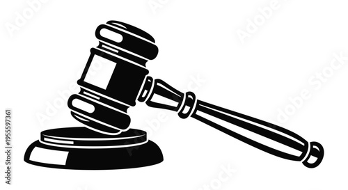 Silhouette of a gavel on a sound block