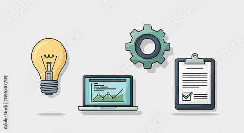 Business Idea Light Bulb Laptop Gear.