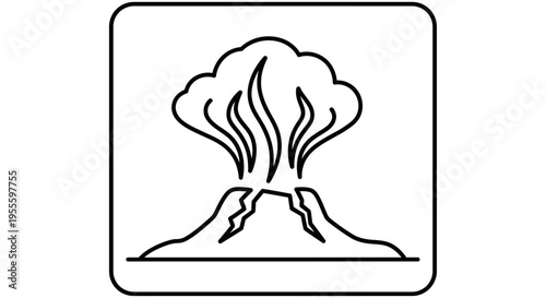 Volcano Erupting with Smoke Illustration.