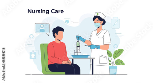 Nurse Giving Injection to Patient, Healthcare Concept Illustration