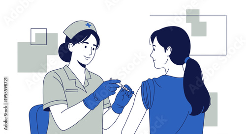 Nurse giving injection to patient, vaccination, healthcare concept, medical procedure