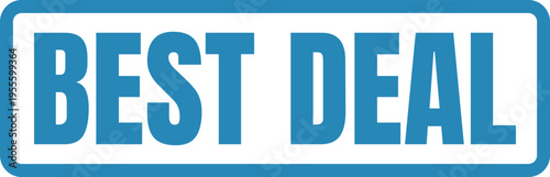 A blue rectangular button with the text best deal written in bold capital letters for marketing Vector, illustration Stamp Icon.