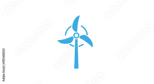 A Clean Blue Wind Turbine Icon on White Background, Representing Renewable Energy Sources