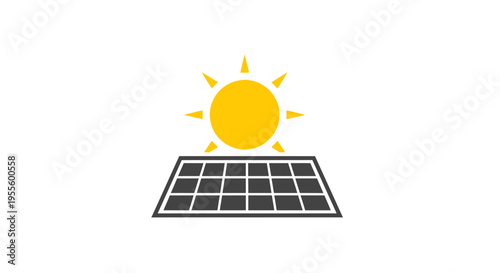 Abstract illustration of solar panel absorbing sunlight generating renewable energy source