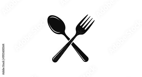 Crossed Spoon and Fork Icon: A Minimalist Emblem for Dining and Culinary Arts