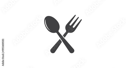 Crossed spoon and fork logo design for restaurants and culinary industry use